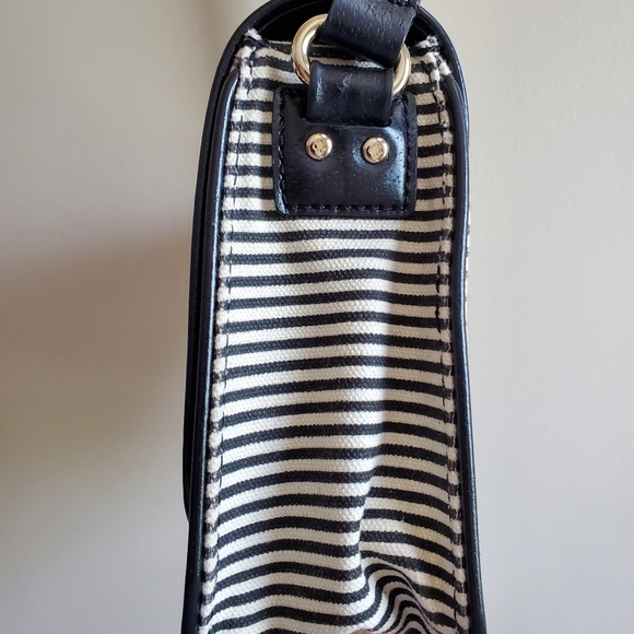 Vintage Kate Spade Striped black and white Canvas Crossbody Bag RARE - Picture 7 of 16